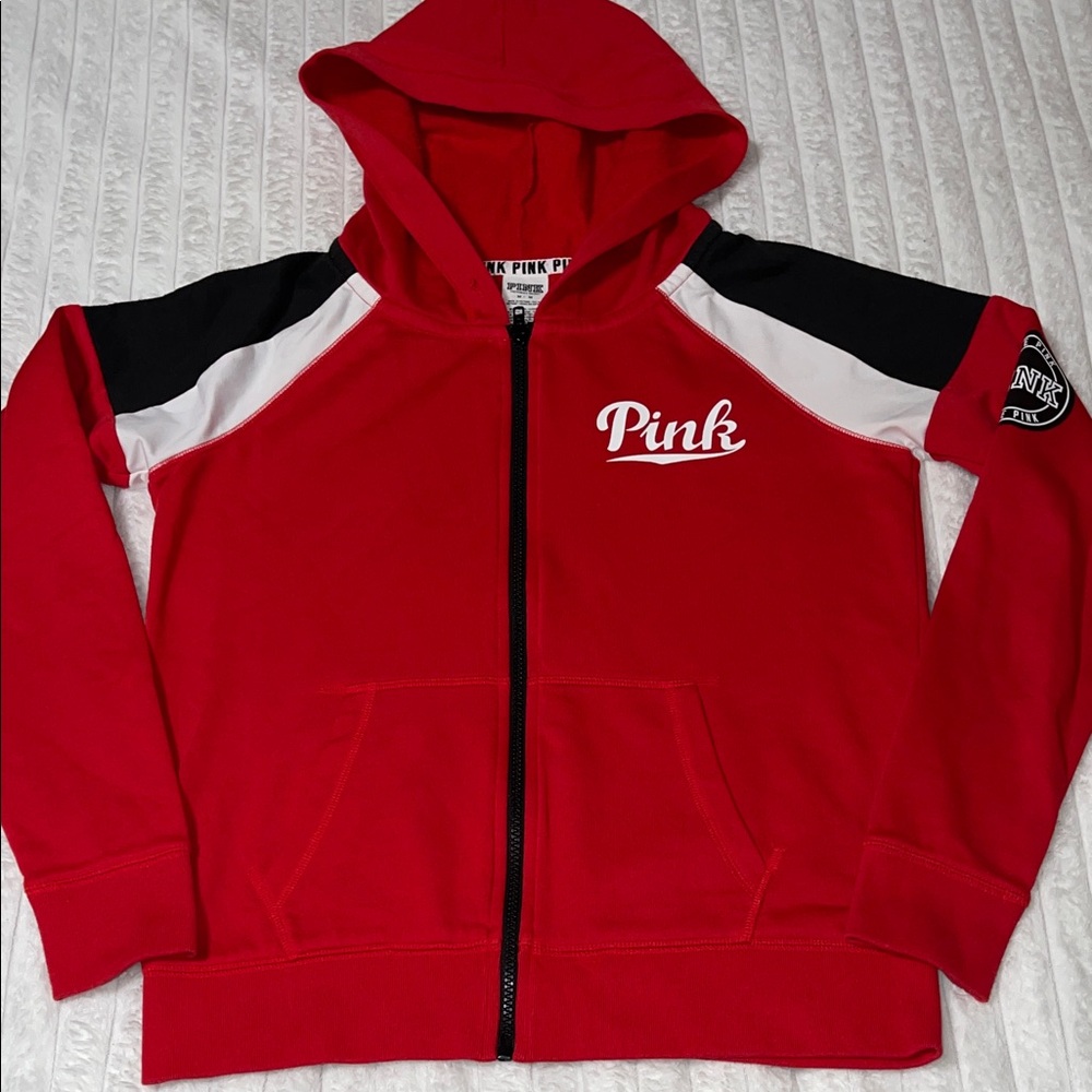 PINK Victoria's Secret Red and Black Hoodie